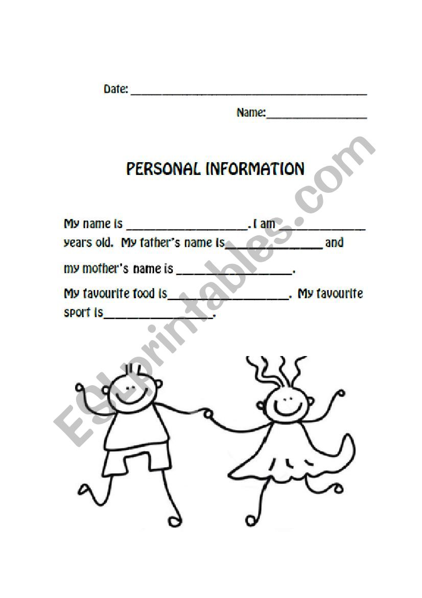 Personal information worksheet