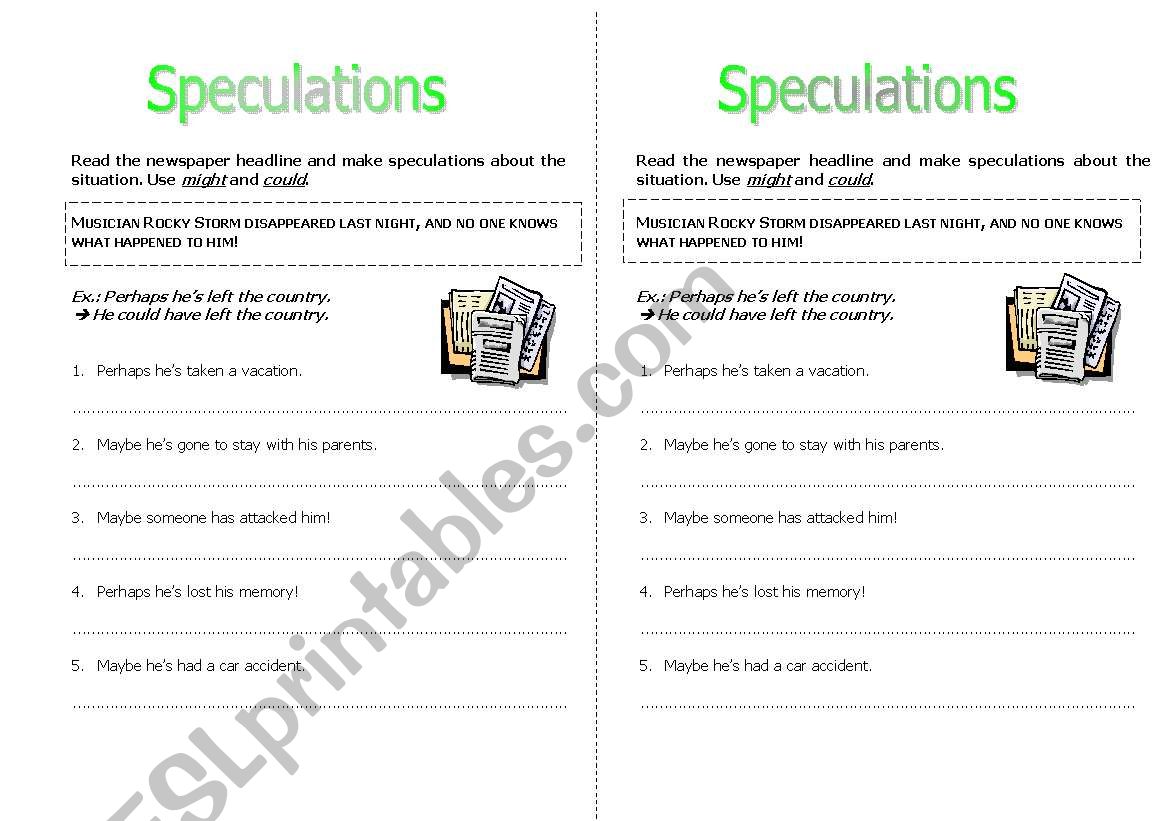 Speculations worksheet