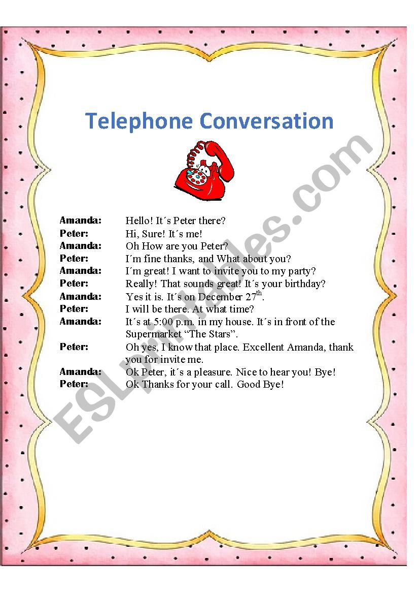 Telephone  worksheet