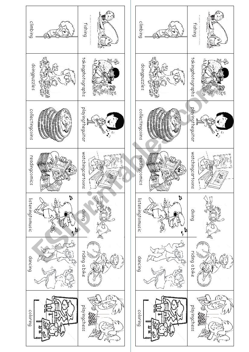free time activities-hobbies worksheet