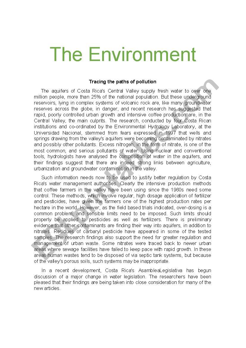 The Environment worksheet