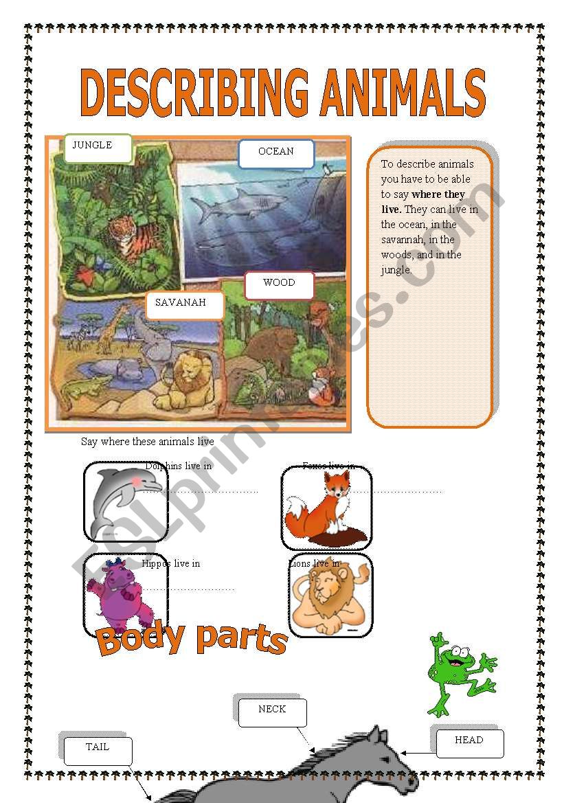 Describing animals (part 1/2) worksheet