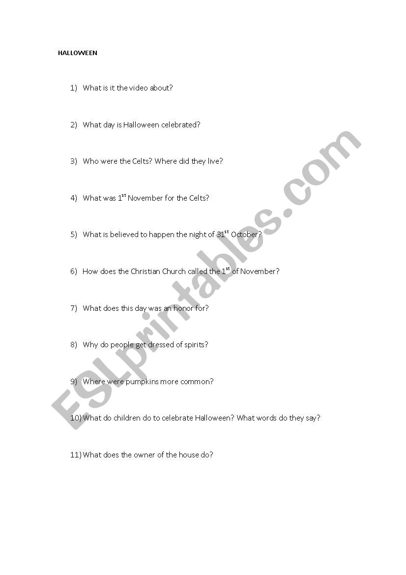 halloween worksheet