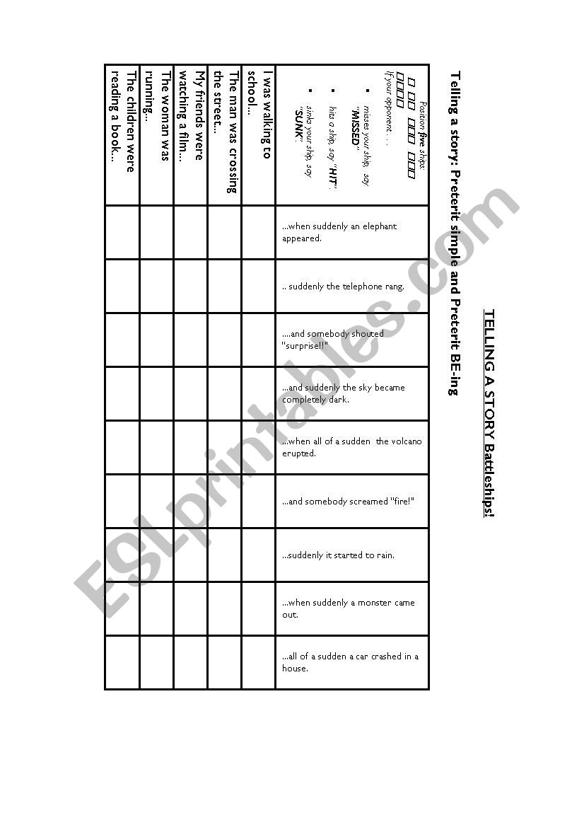 Telling a story worksheet