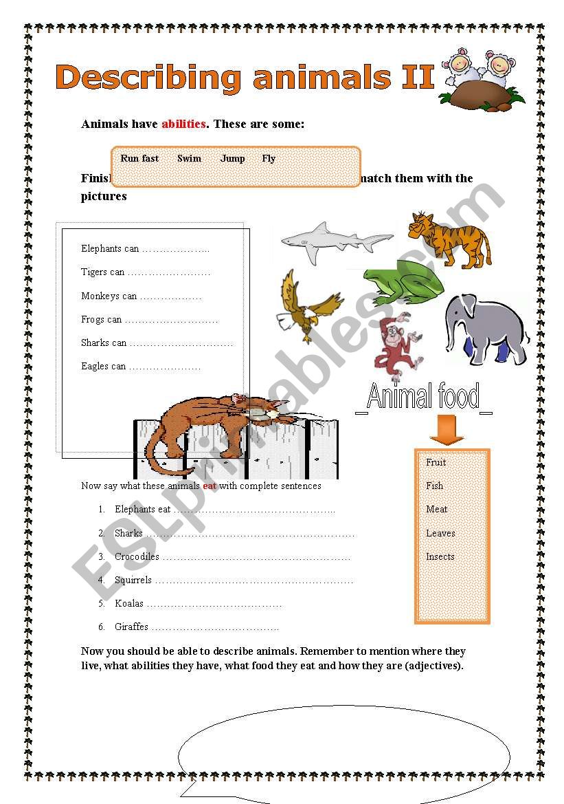 Describing animals (part 2/2) worksheet