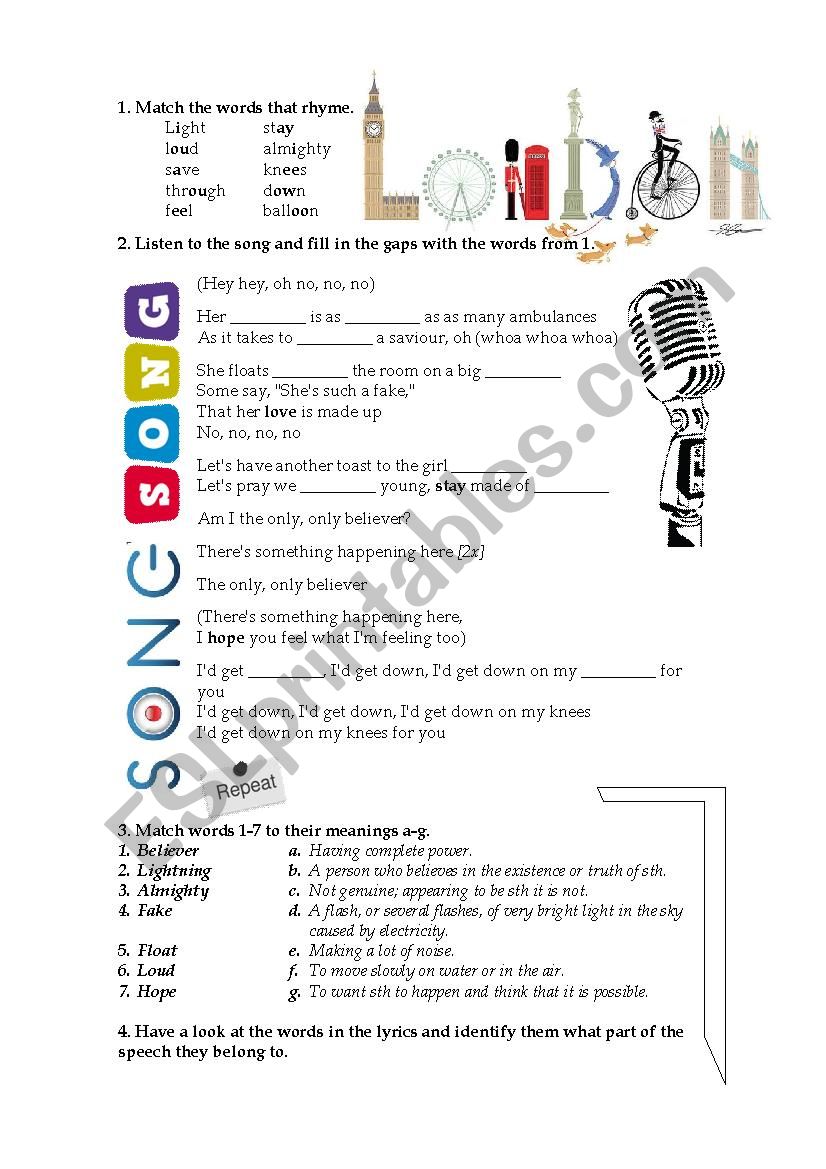 One Direction - Girl Almighty worksheet