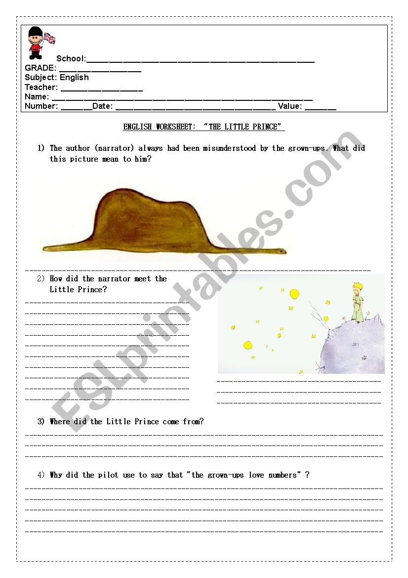 The Little Prince Worksheet worksheet