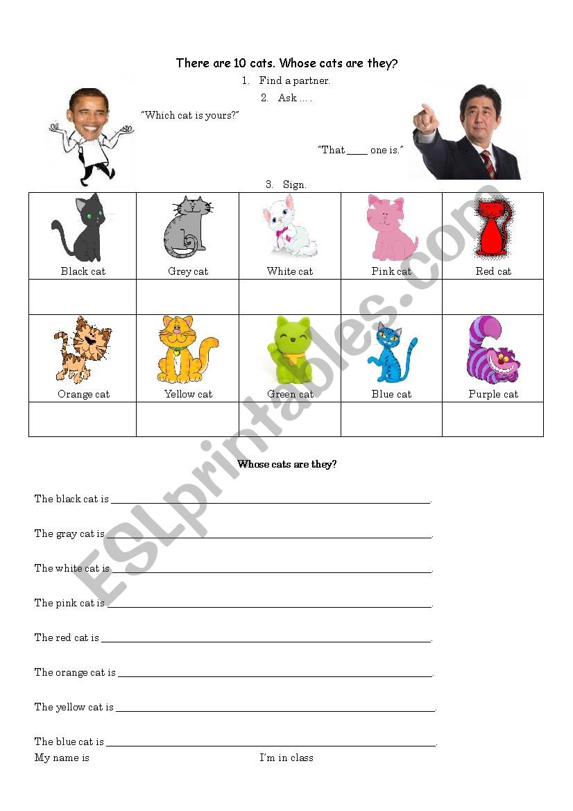Which / Whose cat? worksheet