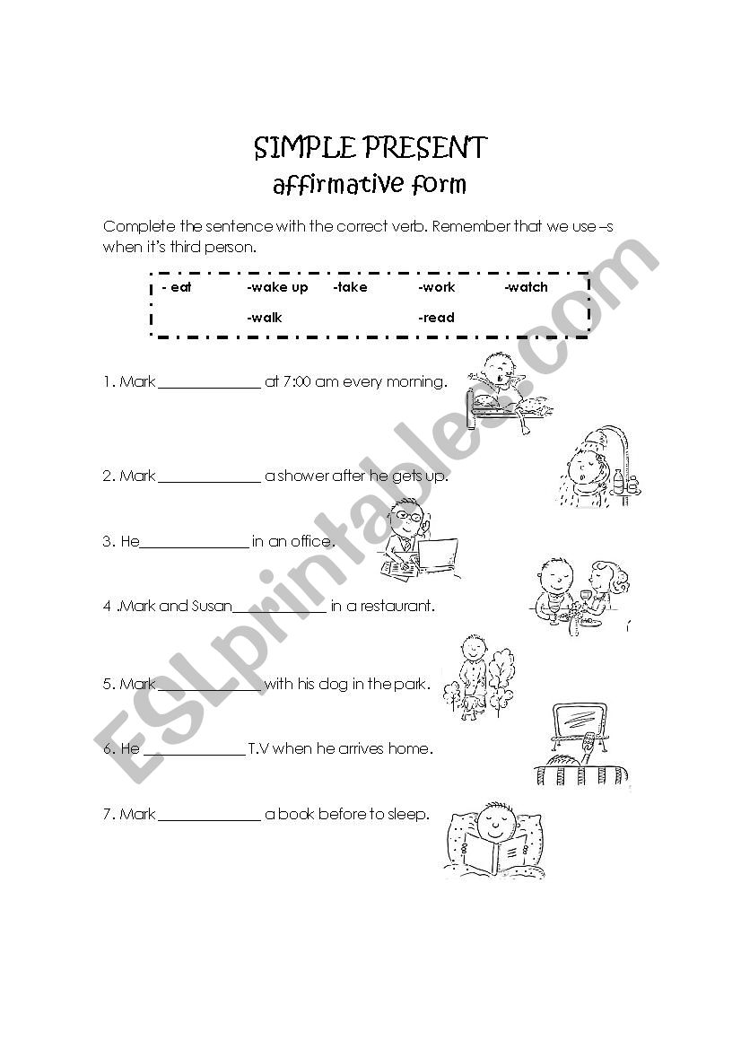 Simple present affirmative worksheet