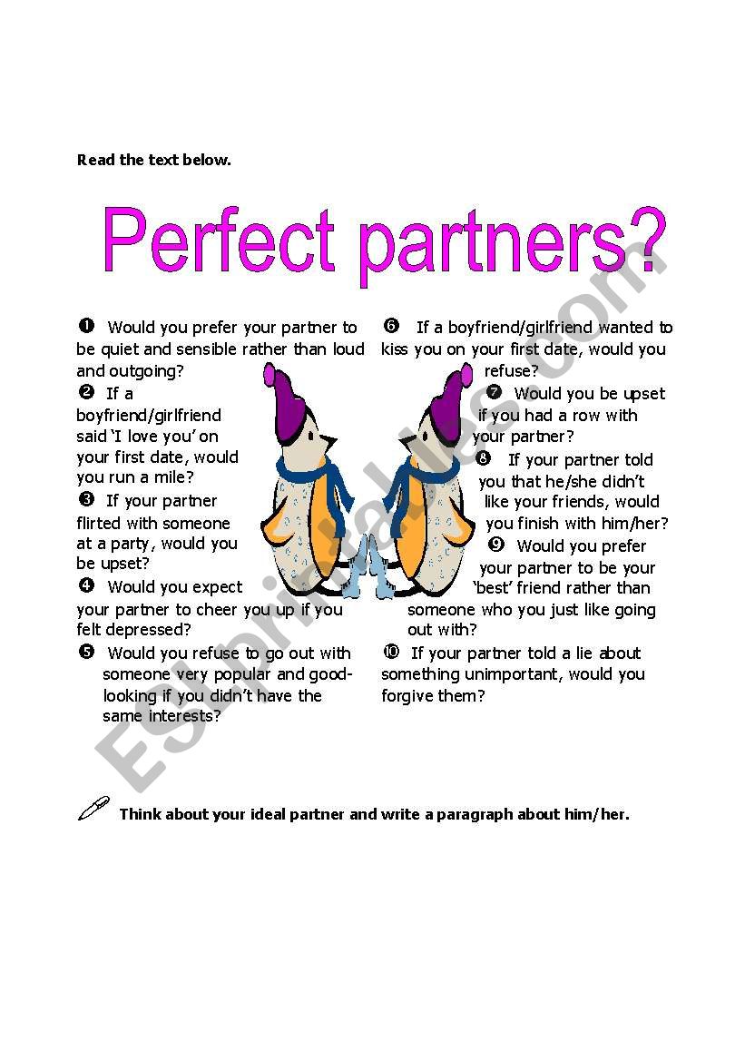 Perfect Partners worksheet