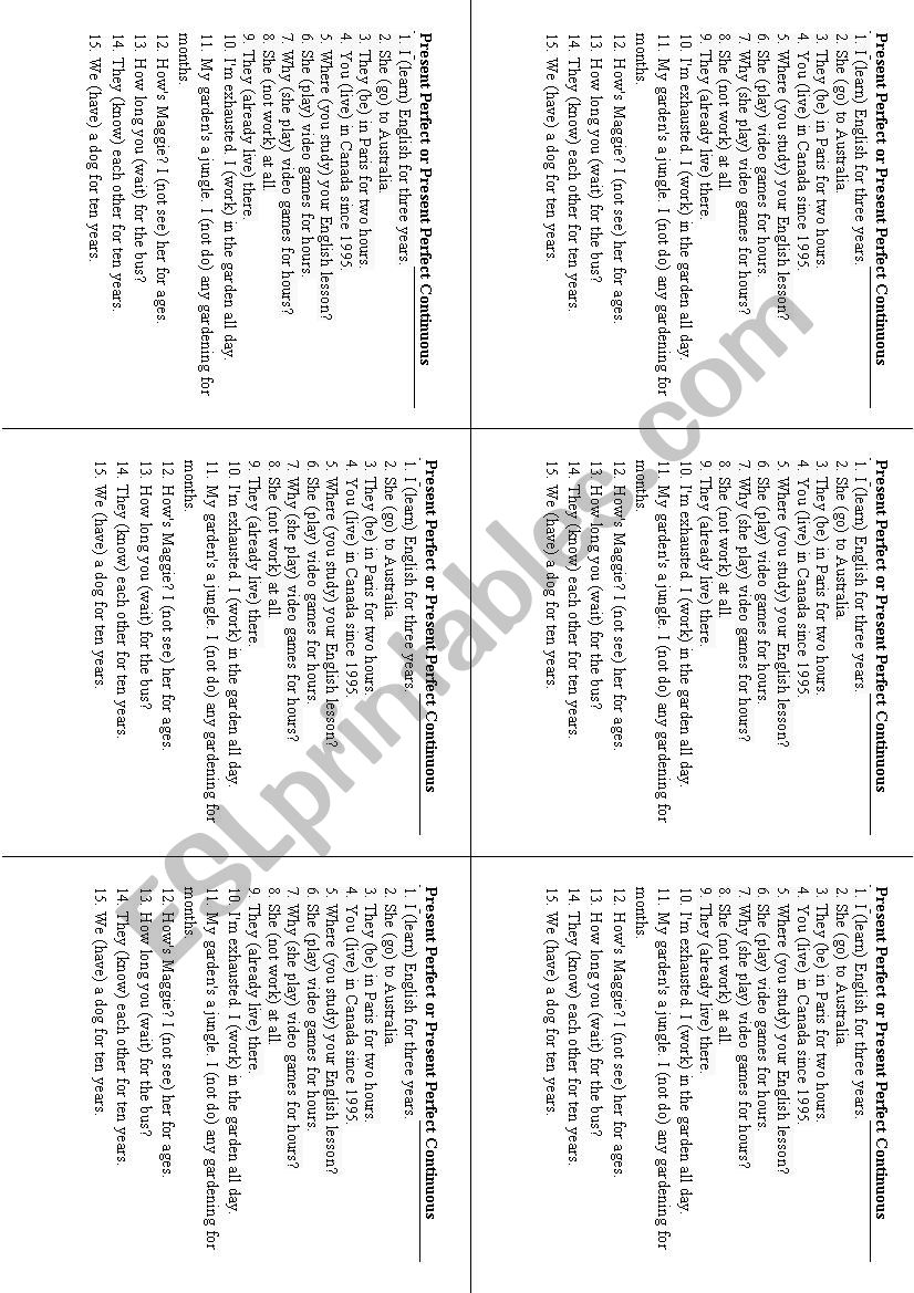 Present Perfect or Present Perfect Continuous