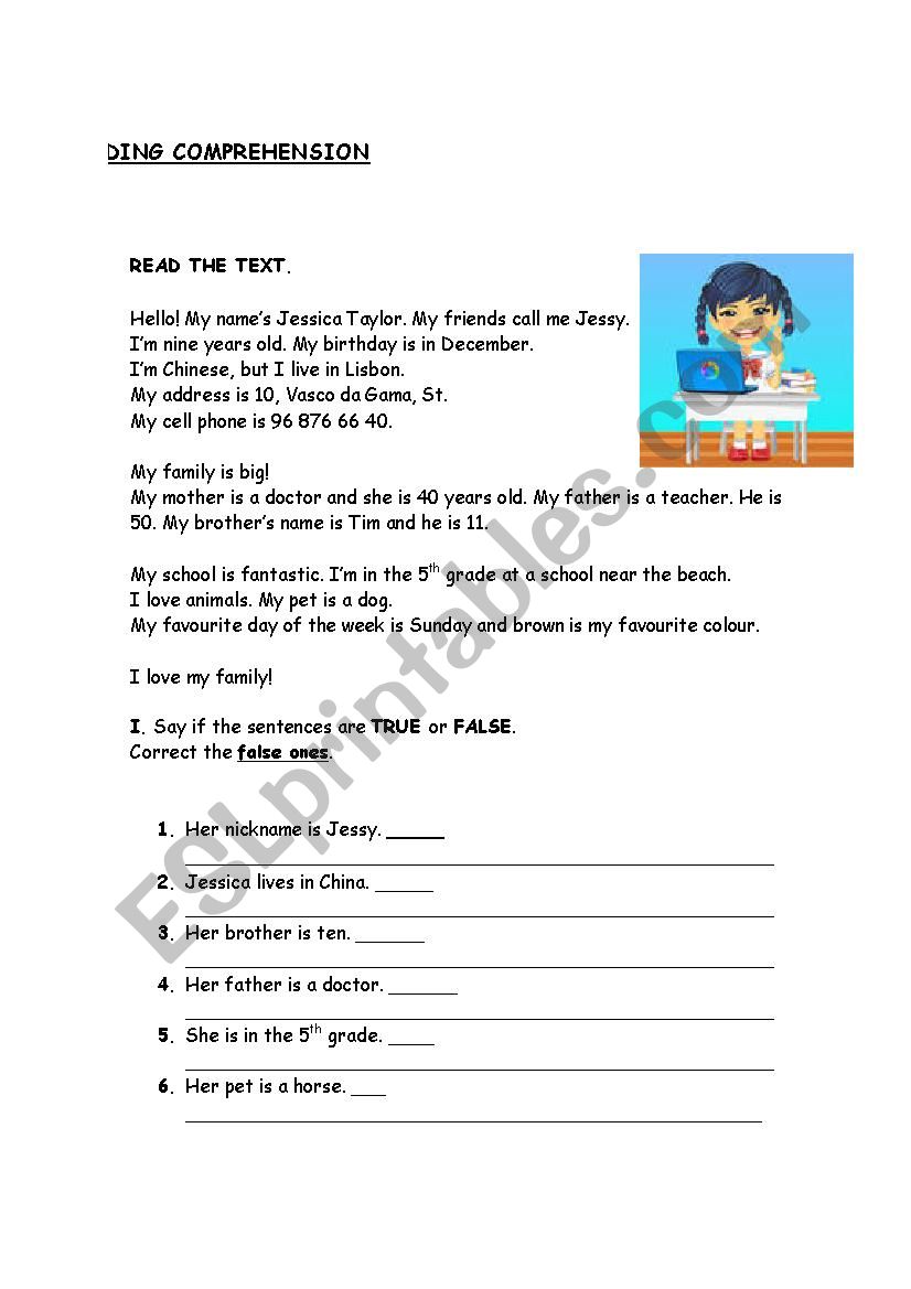 reading practice worksheet