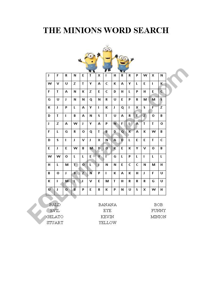 The Minions Word Search worksheet