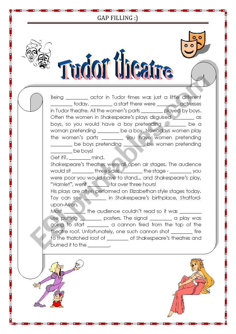 GAP FILLING TUDOR THEATRE worksheet