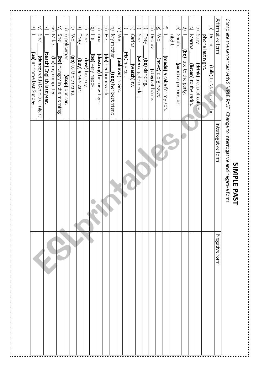 Simple Past worksheet