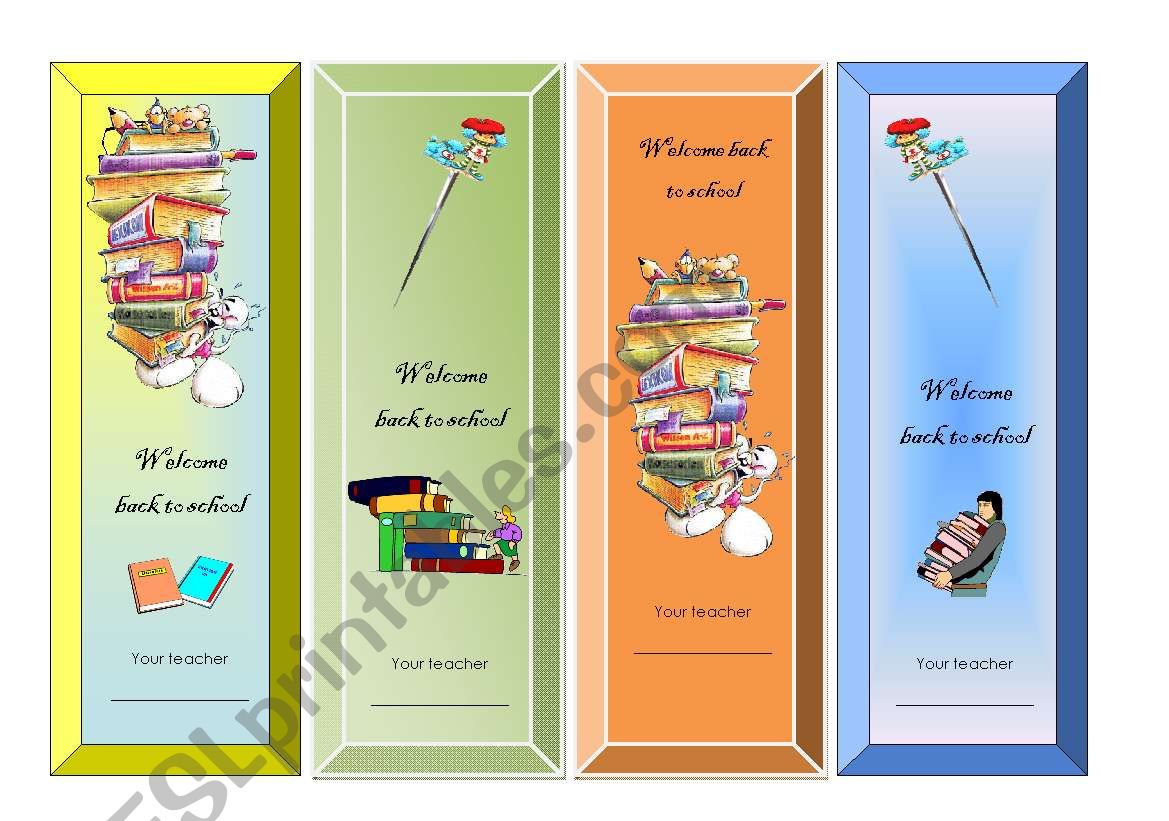 Bookmarks worksheet