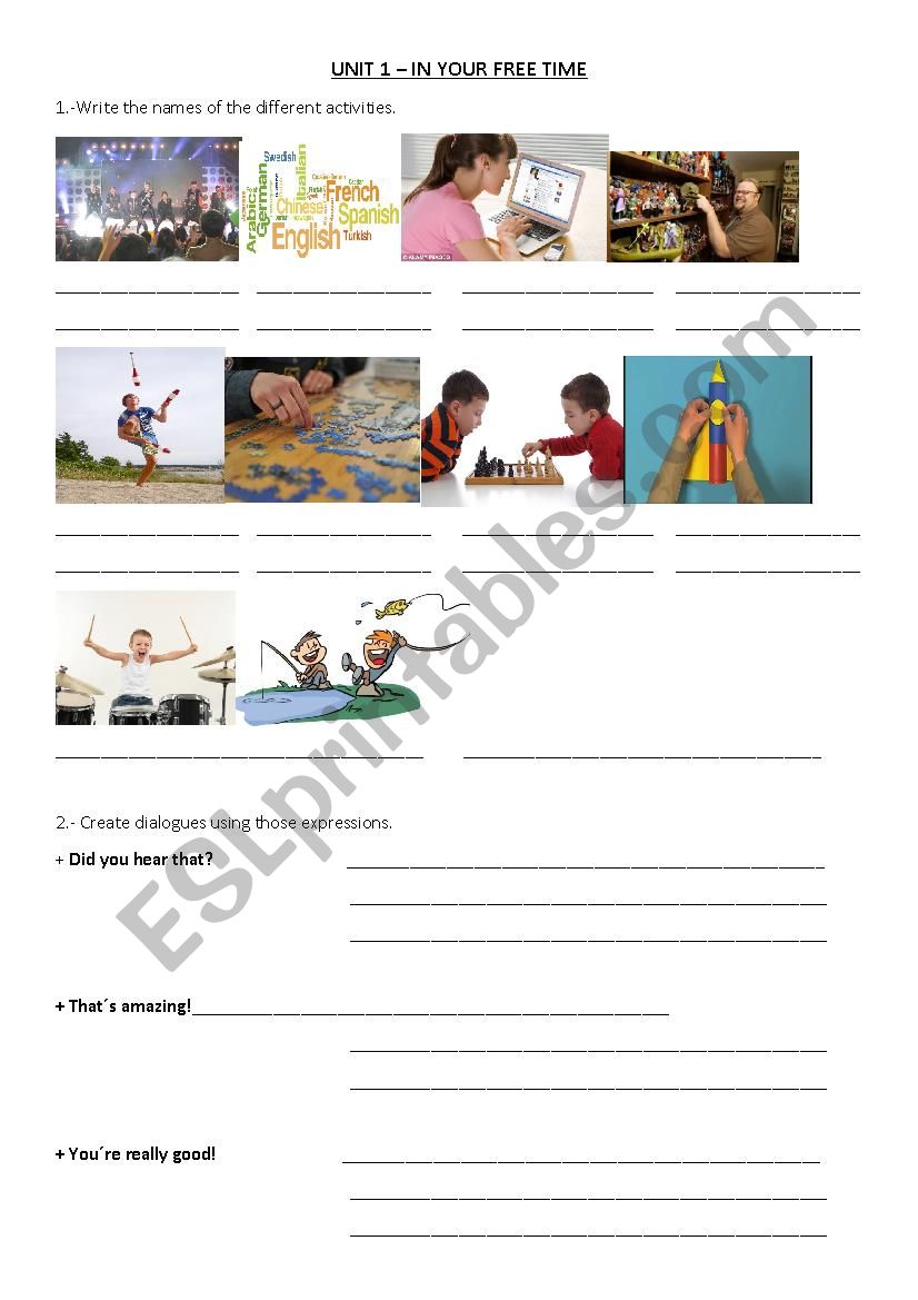 Free time activities worksheet