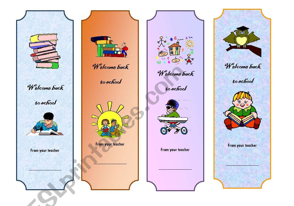 Bookmarks worksheet