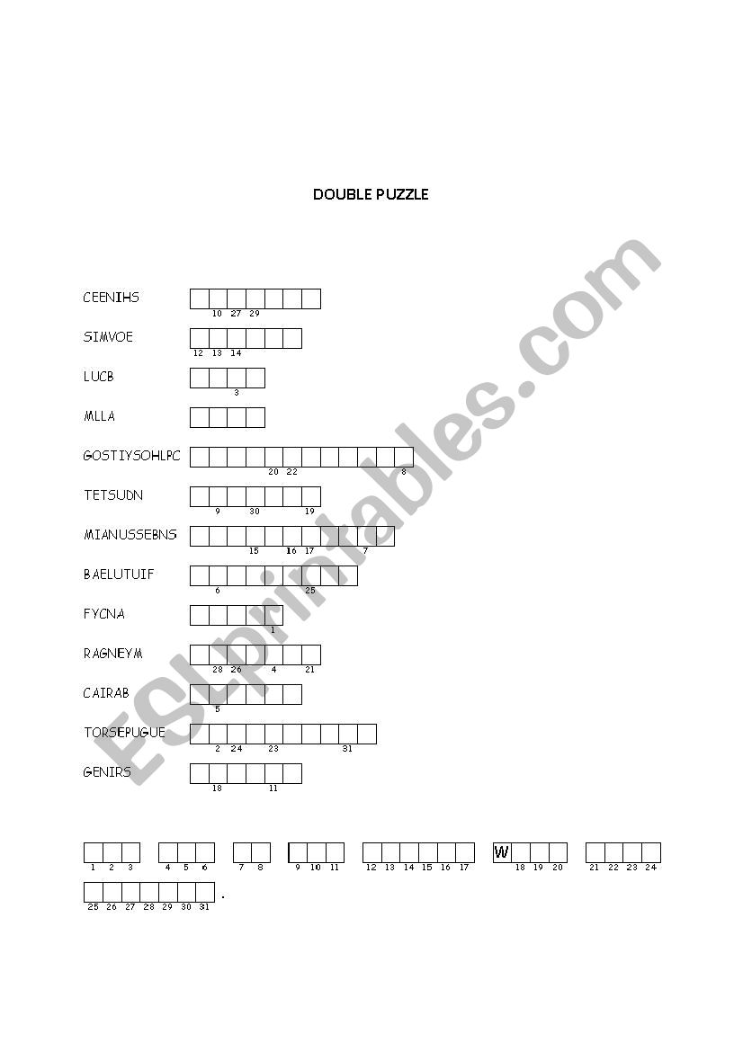 Double Puzzle worksheet
