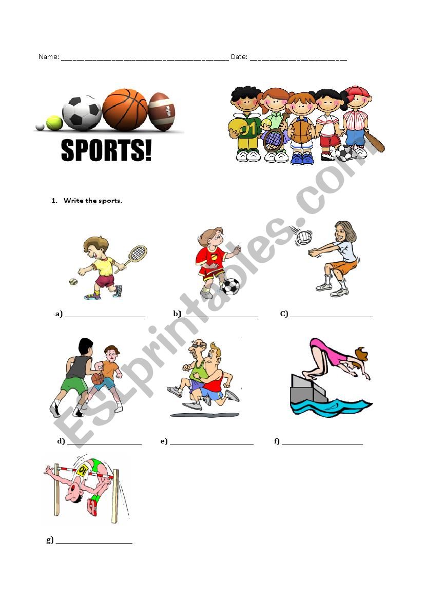 Sports / can, canÂ´t worksheet