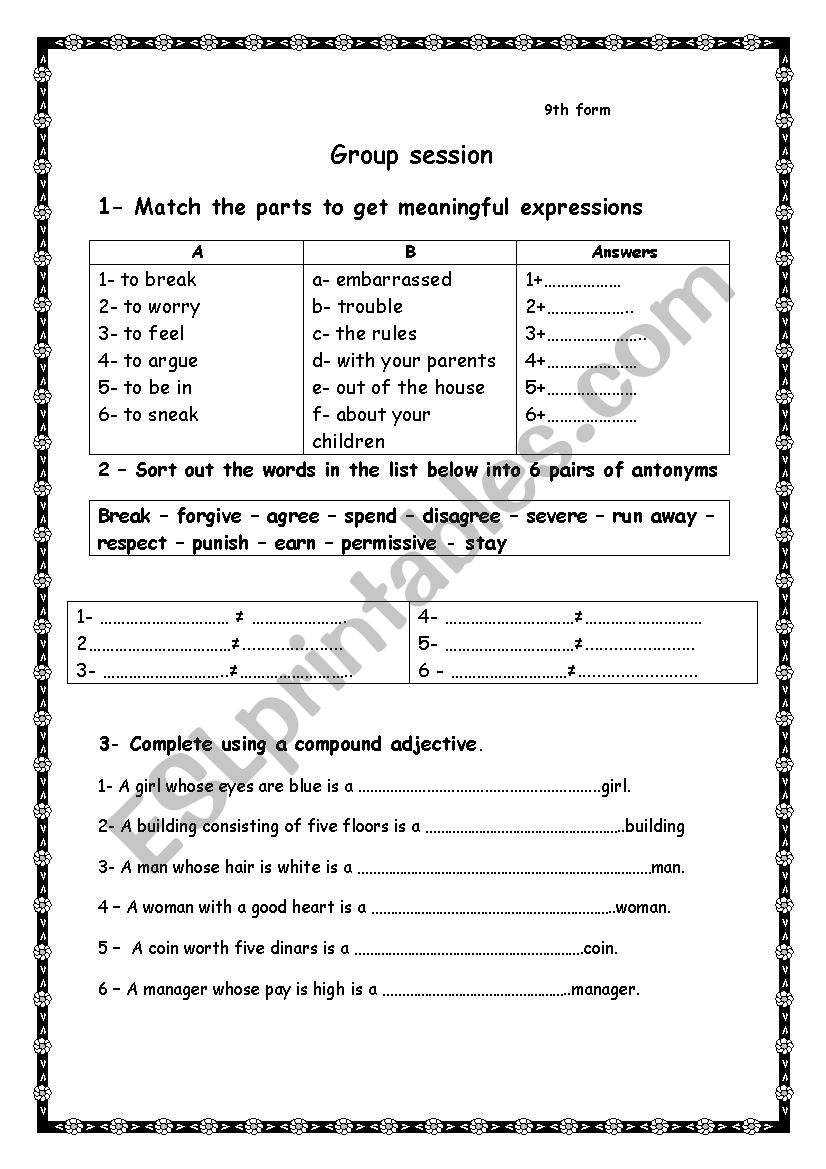 generation gap worksheet