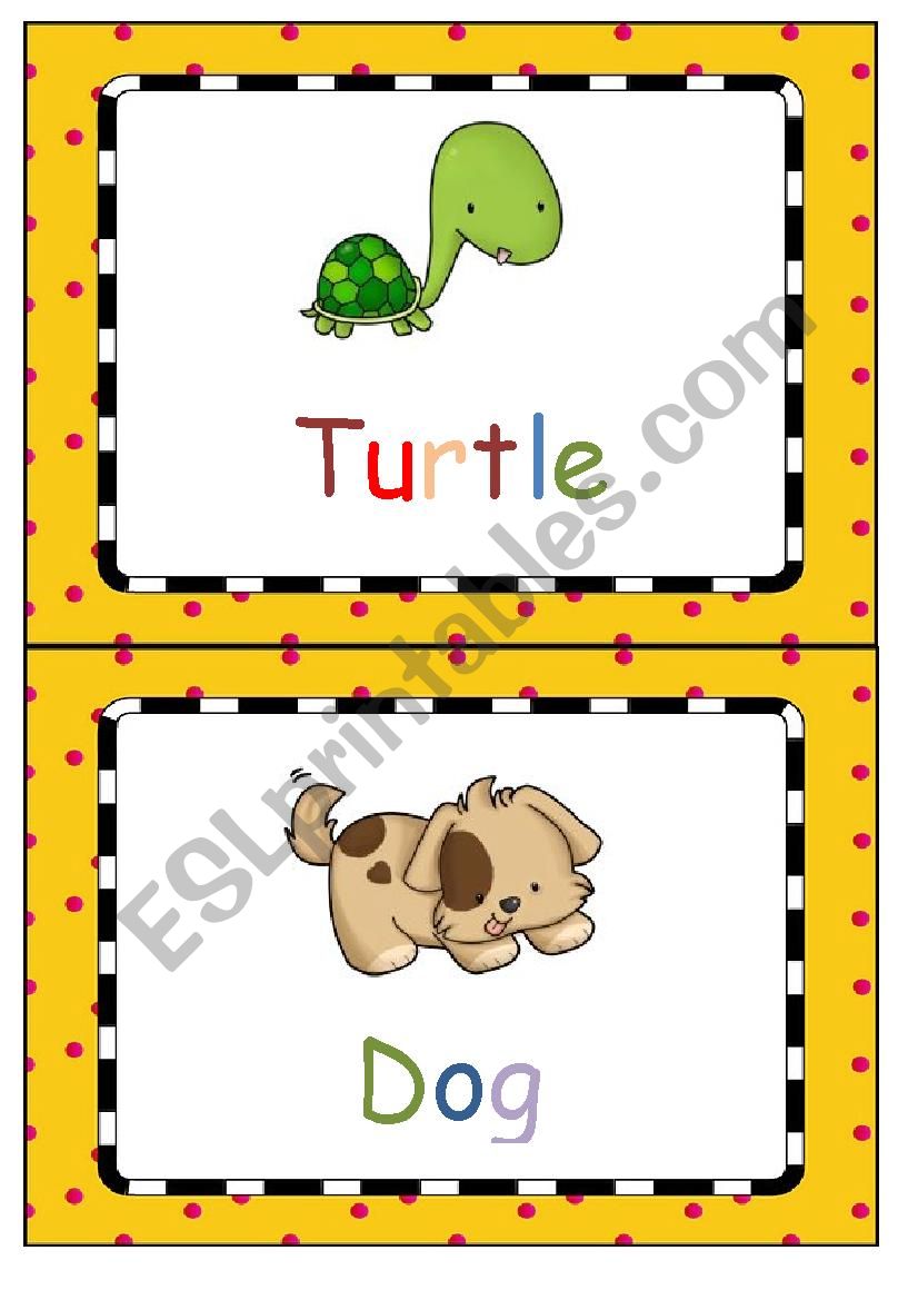 Animals flash-card worksheet