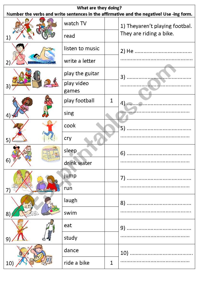 Present continuous worksheet