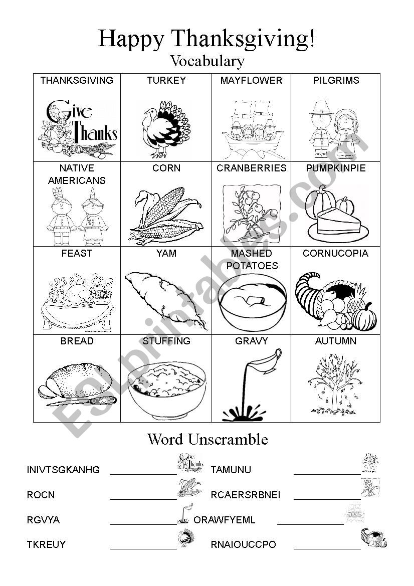 Thankgiving Worksheet worksheet