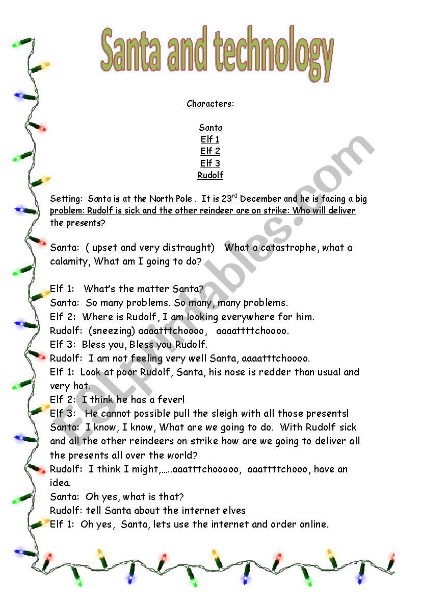 Santa and technology worksheet