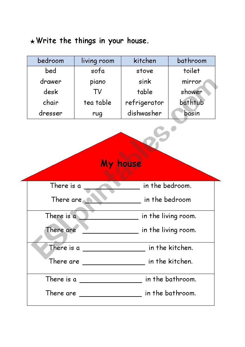 My house worksheet