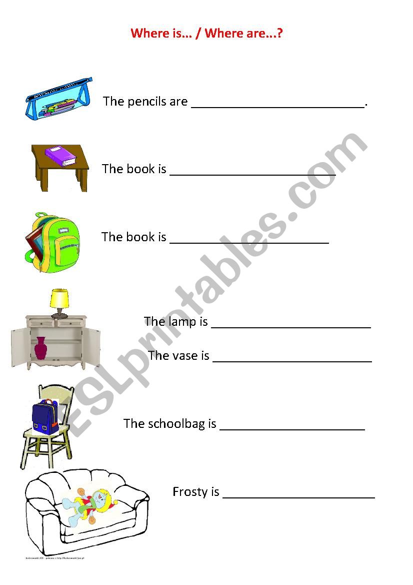 Where is/are? Prepositions of place: ON and IN.