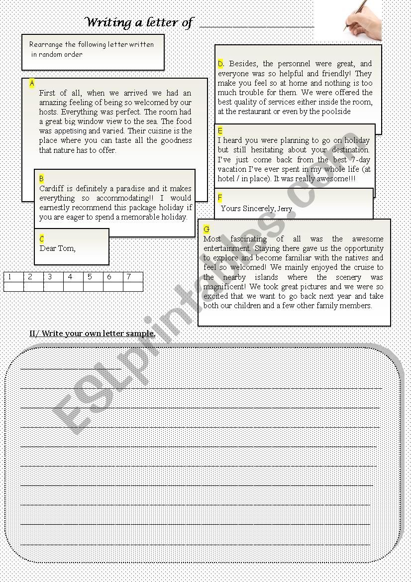 letter of recommendation worksheet