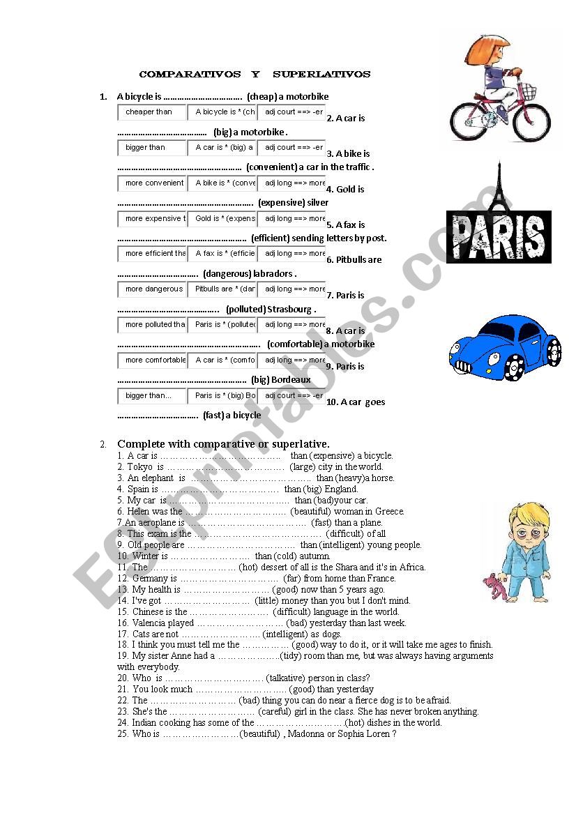 comparatives and superlatives worksheet