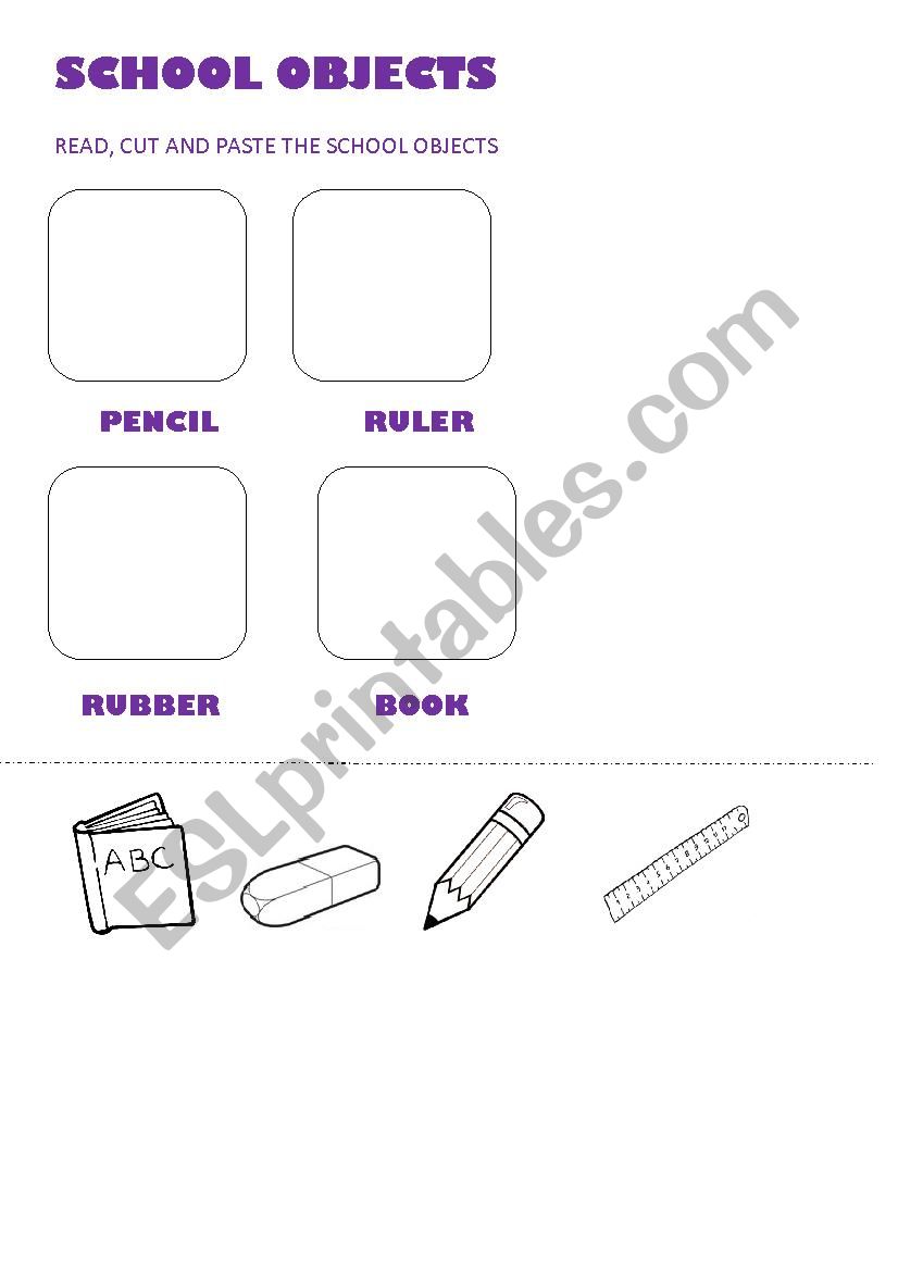 SCHOOL OBJECTS worksheet