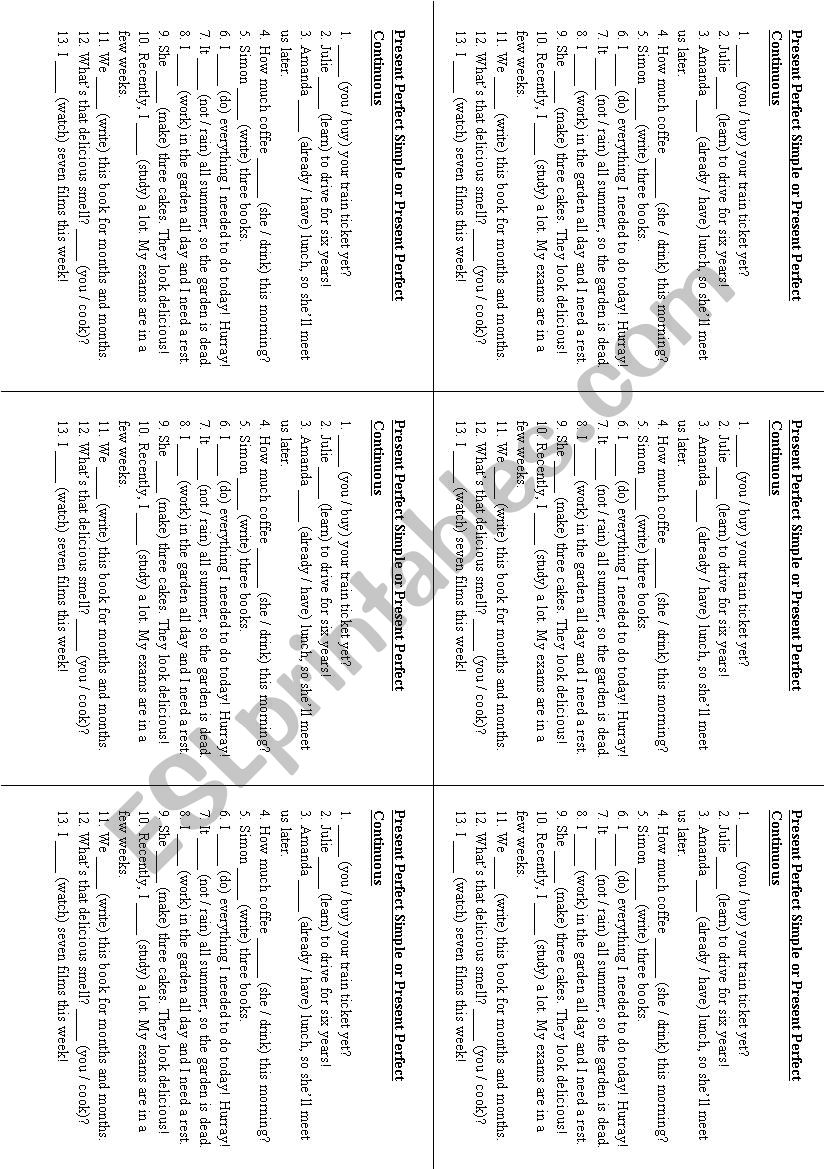 Present Perfect or Present Perfect Continuous