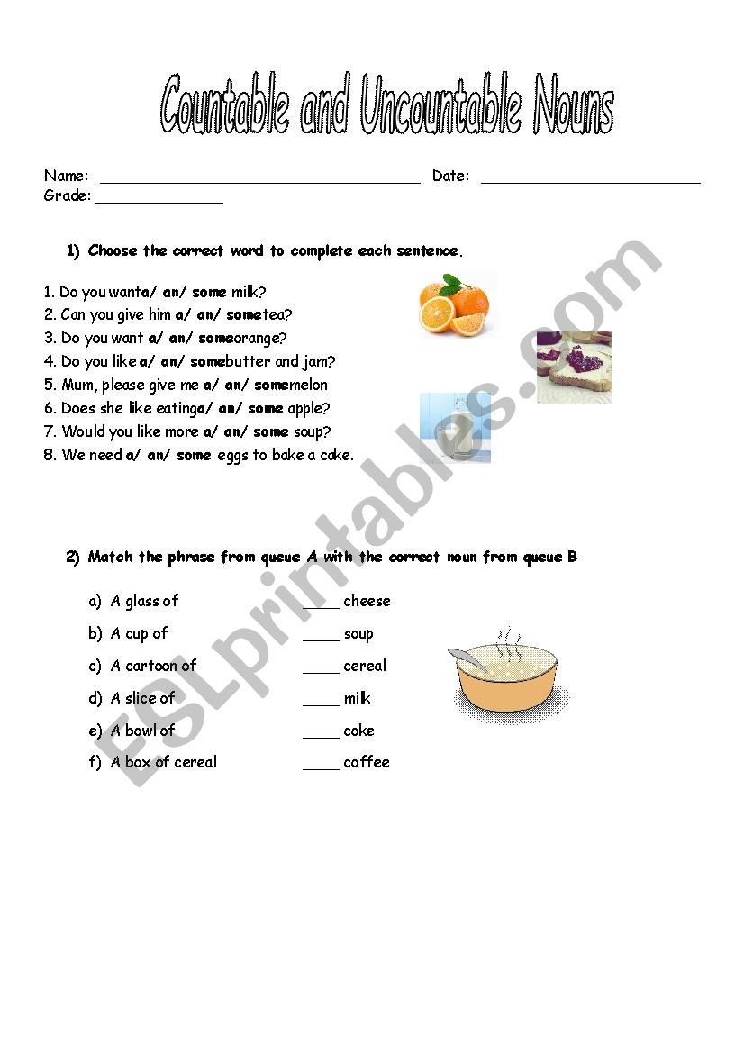 Countable and uncountable nouns