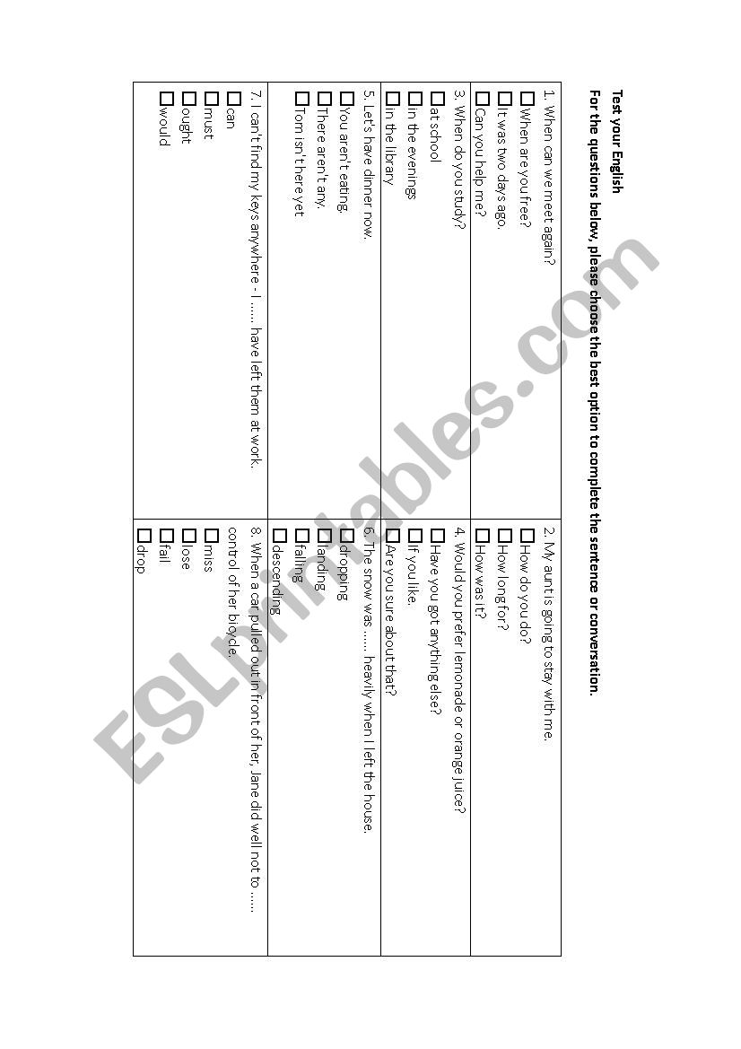 General Testing of your English