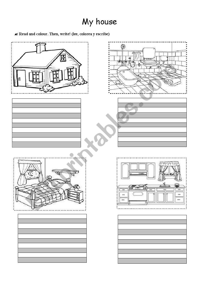 Rooms of the house worksheet