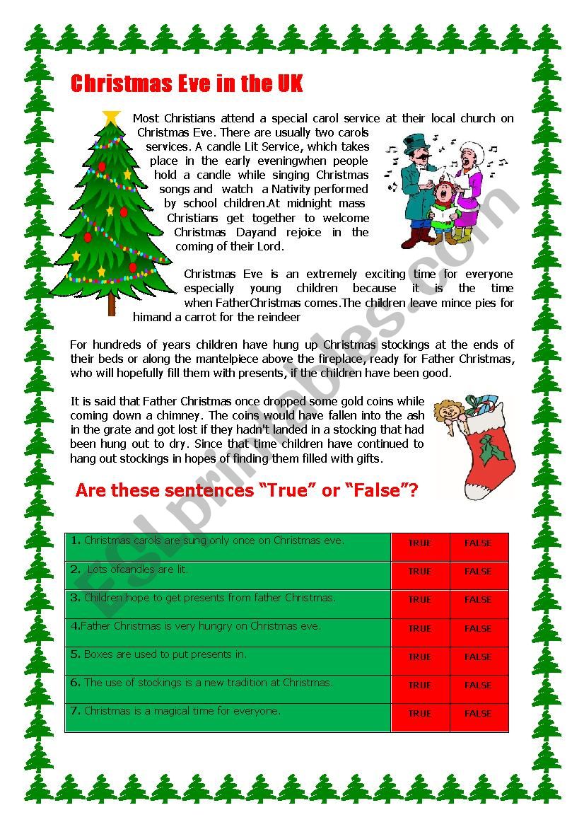 Christmas Eve in the UK - ESL worksheet by Elle81