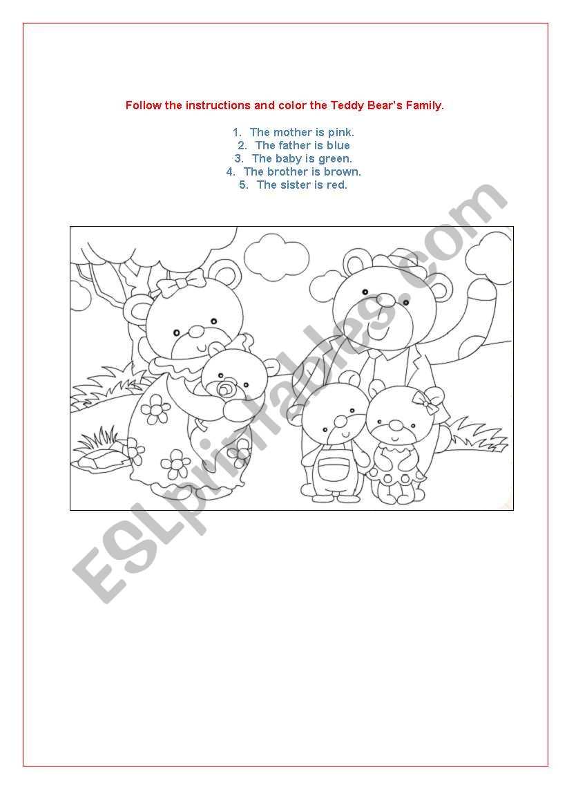 Teddy Bears Family worksheet