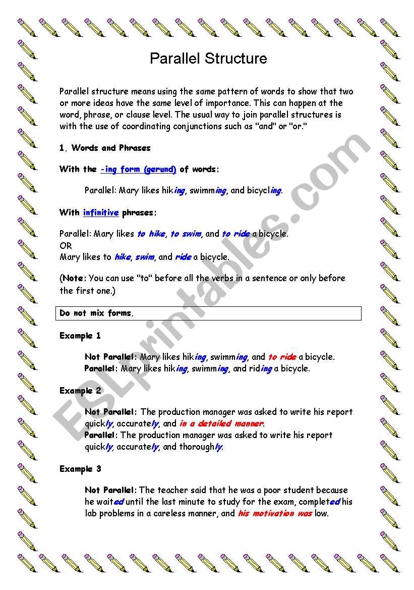 Parallel Structure worksheet