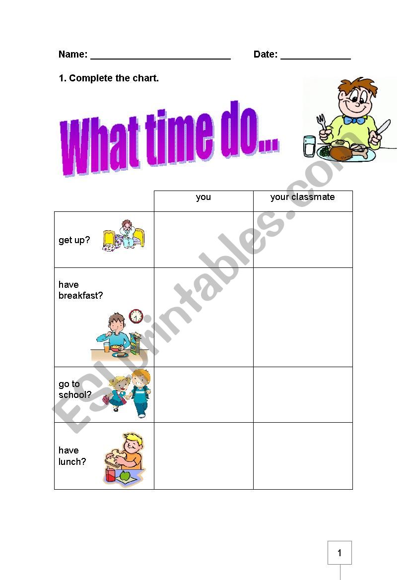 What time do we...? worksheet