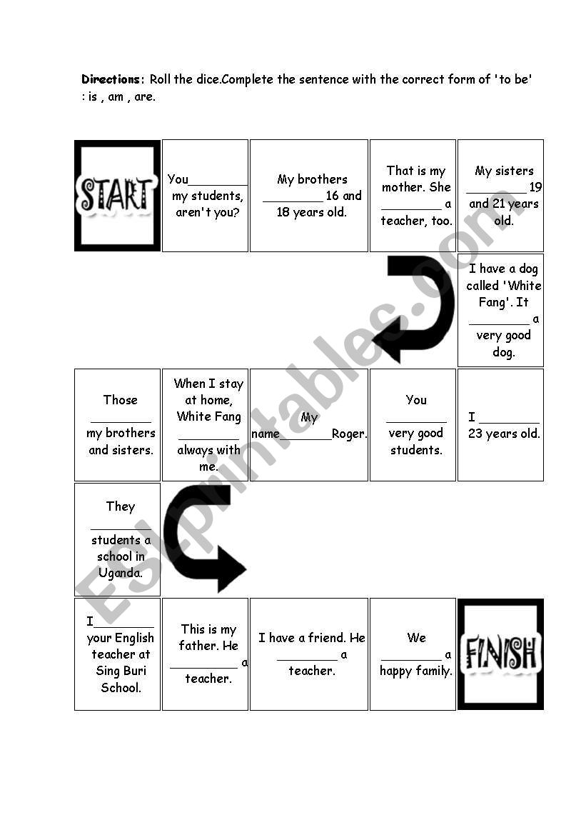 Board Game, Family worksheet