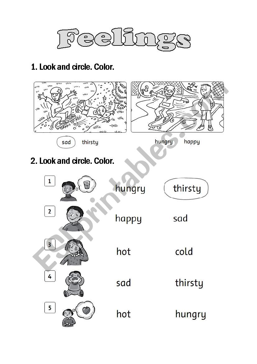 Feelings-emotions worksheet