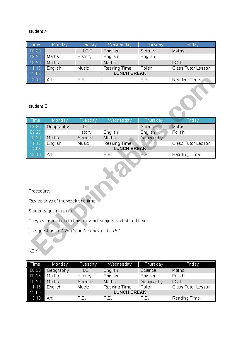 School subjects  worksheet