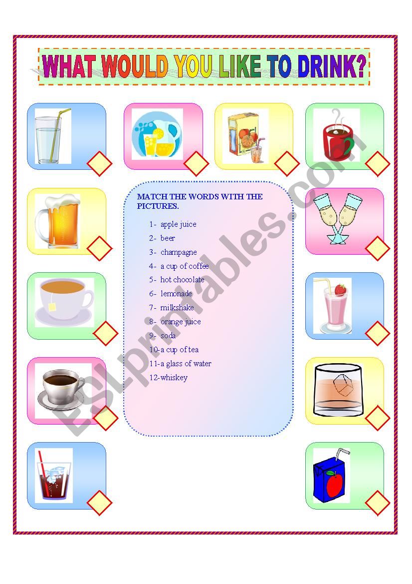 WHAT WOULD YOU LIKE TO DRINK? worksheet