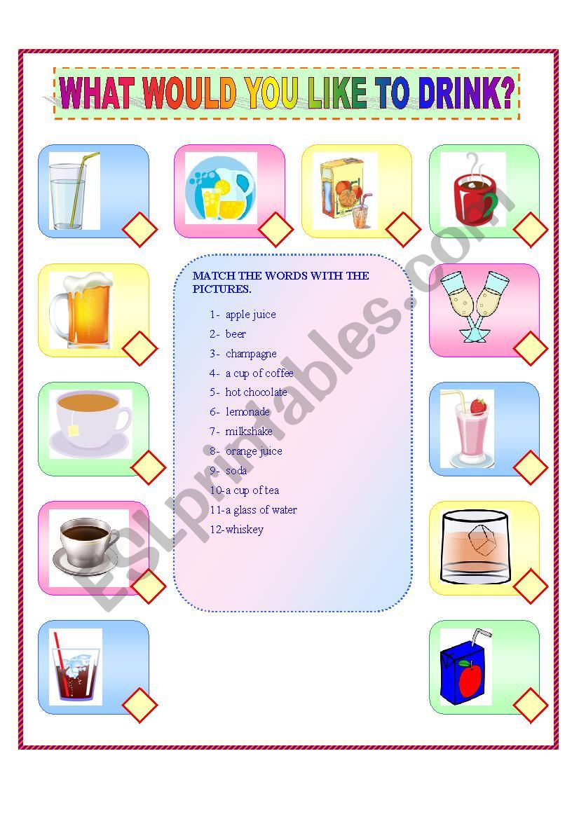 WHAT WOULD YOU LIKE TO DRINK? worksheet