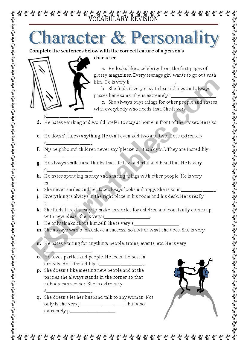 Vocabulary Revision 4 - Personality with a key