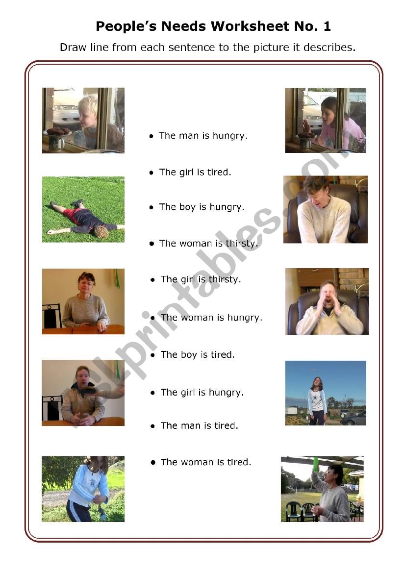 Peoples Needs Worksheet No.1 worksheet