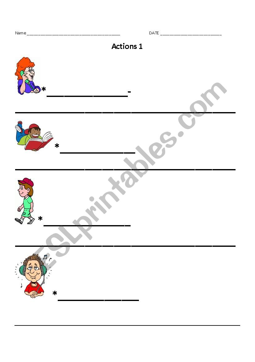 Action Verbs 1 - Practice worksheet